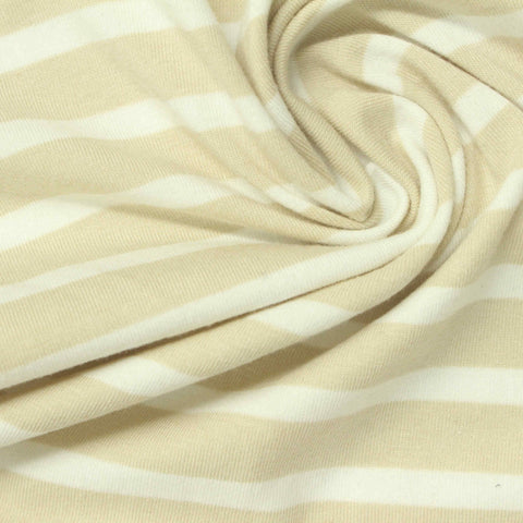 Beige Stripes Knit, Cotton-Modal
