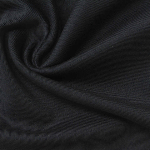 Cotton Stretch Rib Knit Fabric, 335 gsm, 195 cm — Black