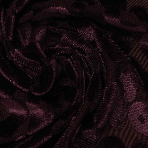 Dark Burgundy Leopard Velvet, Poly-Nylon