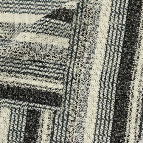 Black Stripes Rib Knit, Poly-Viscose, 226 gsm