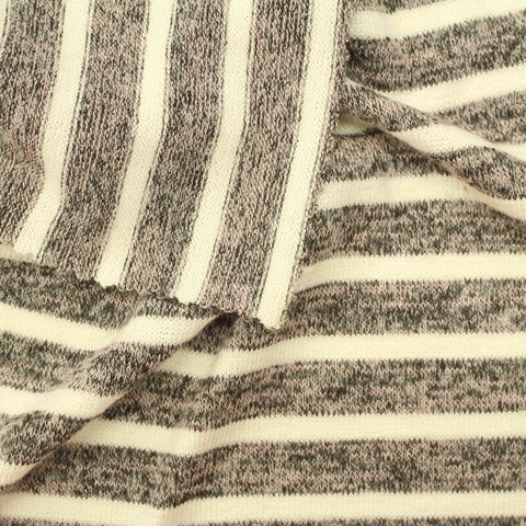 Cream Horizontal-Stripe Knit, Poly-Viscose, 197 gsm