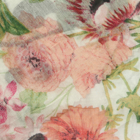 Pink Bold-Floral Rib Knit, Viscose-Nylon