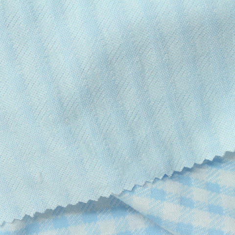Light Blue Check Interlock Knit, Poly-Viscose