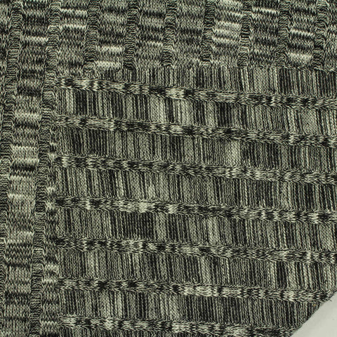 Black Marled-Stripe Rib Knit, Viscose-Poly