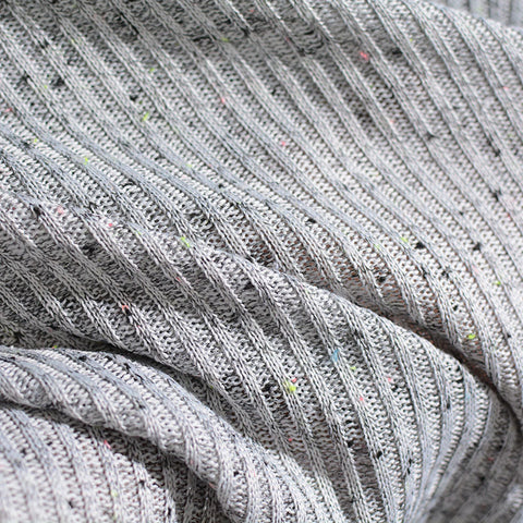 Grey Marl Rib Knit, Polyester, 270 gsm