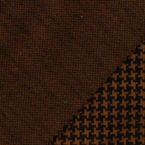 Black Houndstooth Interlock Knit, Poly-Cotton, 240 gsm