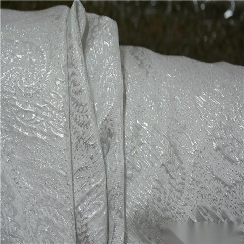 Silver Tone-on-Tone Leaf Jacquard, Poly-Viscose