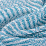Light Blue Vertical-Stripe Chunky Knit, Viscose — photo 3