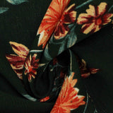 Dark Green Floral Crepe, Polyester — photo 3