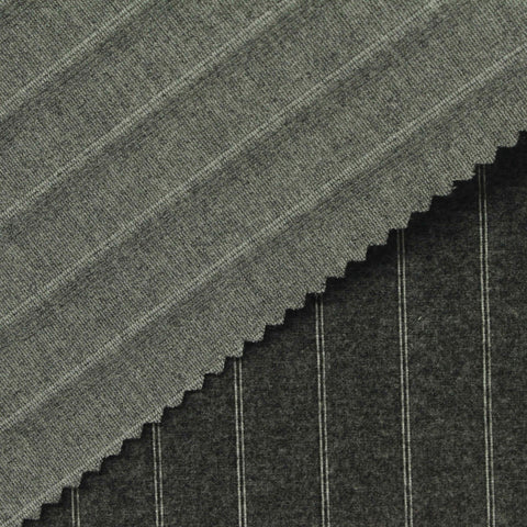 Light Grey Vertical-Pinstripe Ponte Knit, Poly-Viscose
