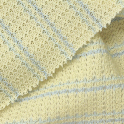 Yellow Horizontal-Stripe Jersey Knit, Poly-Cotton, 248 gsm