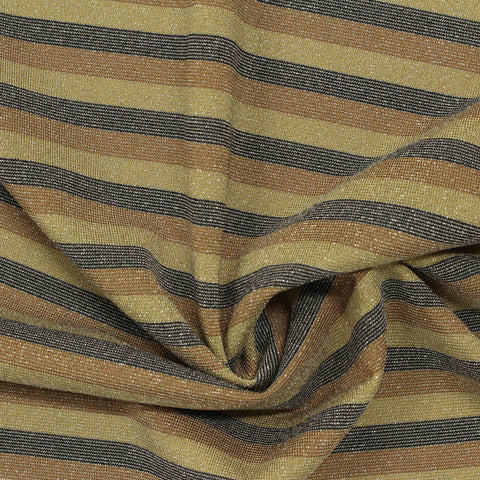 Black Horizontal-Stripe Jersey Knit, Polyester, 180 gsm, 165 cm