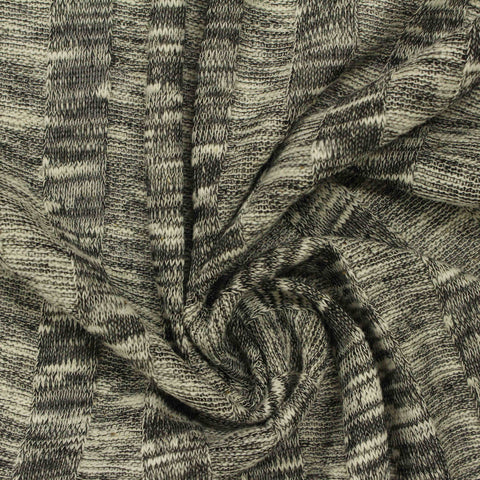 Dark Grey Marl Rib Knit, Cotton-Poly, 171 gsm