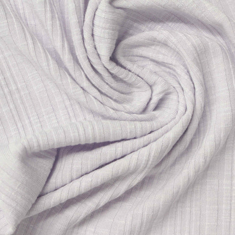 Polyester Viscose Stretch Rib Knit Fabric, 205 gsm, 155 cm — White