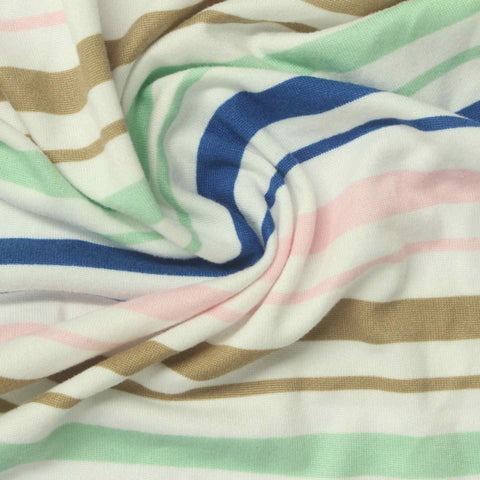 White Horizontal-Stripe Milk Silk Knit, Polyester