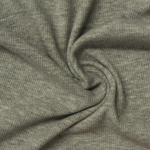 Heathered Grey Marl Rib Knit, Polyester, 280 gsm