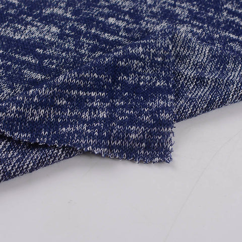 Dark Blue Marl Chunky Knit, Viscose-Poly, 180 gsm