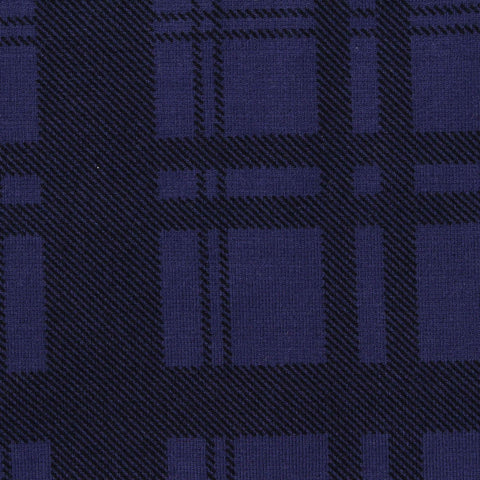 Dark Blue Plaid Ponte Knit, Viscose
