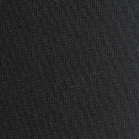Cotton Stretch Rib Knit Fabric, 250 gsm, 125 cm — Black