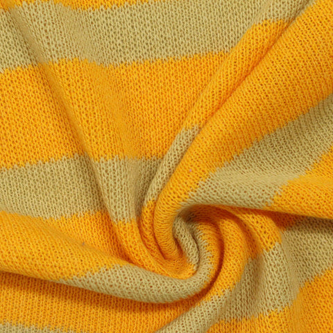 Orange Horizontal-Stripe Interlock Knit, Poly-Viscose