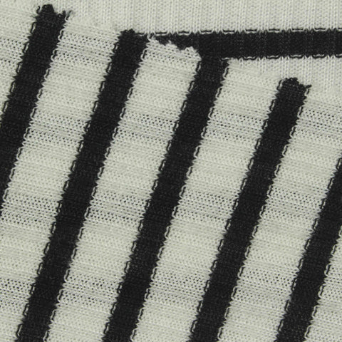 Black Horizontal-Stripe Rib Knit, Poly-Viscose, 220 gsm