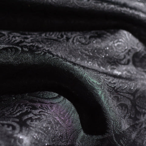 Black Floral Jacquard, Polyester, 140 gsm