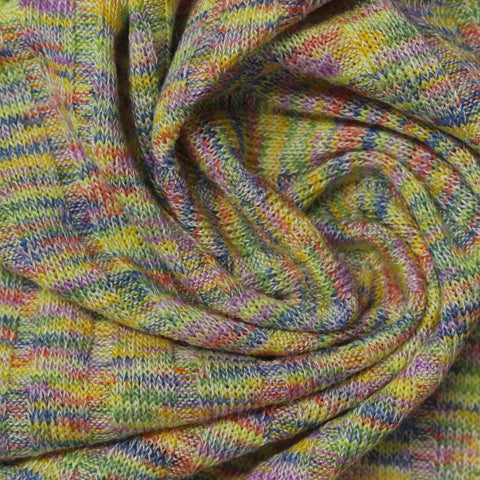 Yellow Marl Rib Knit, Viscose-Poly, 200 gsm