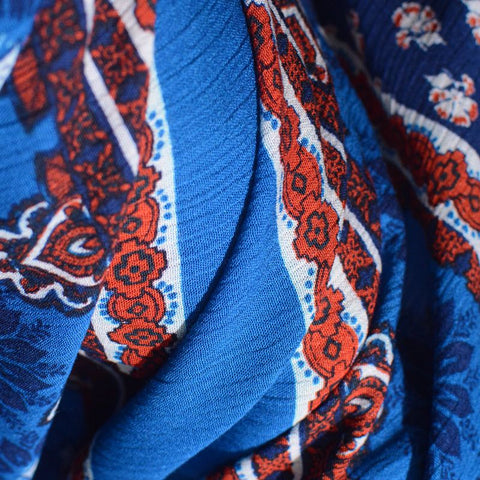 100% Viscose Crepe Fabric, 130 gsm, 128 cm — Blue, ref EF-7685