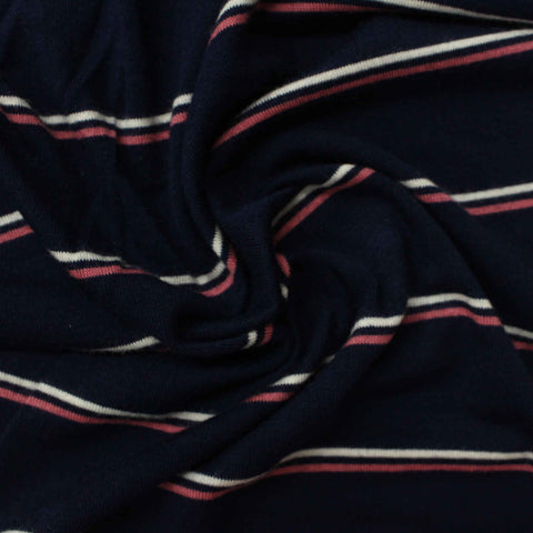 White Stripes Jersey Knit, Viscose, 175 gsm