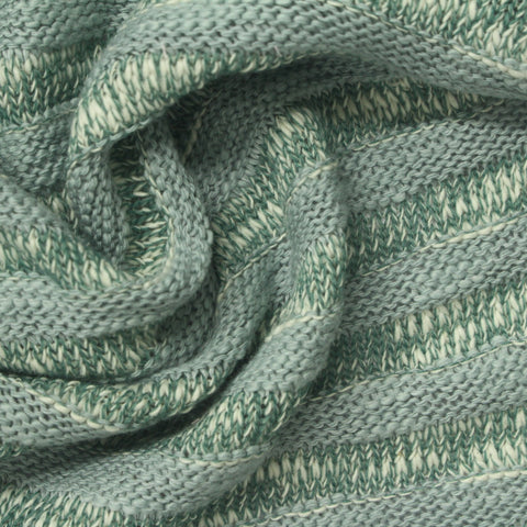 Light Blue-Green Marl Chunky Knit, Cotton-Poly