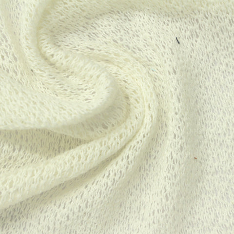 Jacquard Polyester Cotton Chunky Knit Fabric, 220 gsm, 180 cm — White