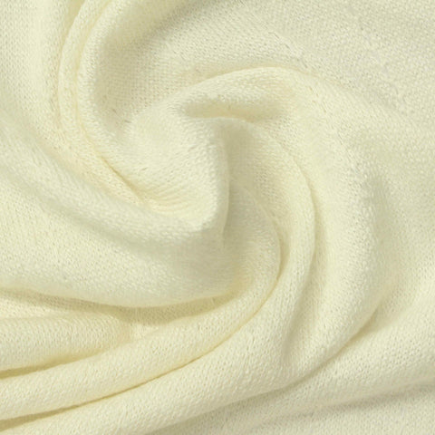 White Textured-Stripe Chunky Knit, Viscose-Poly