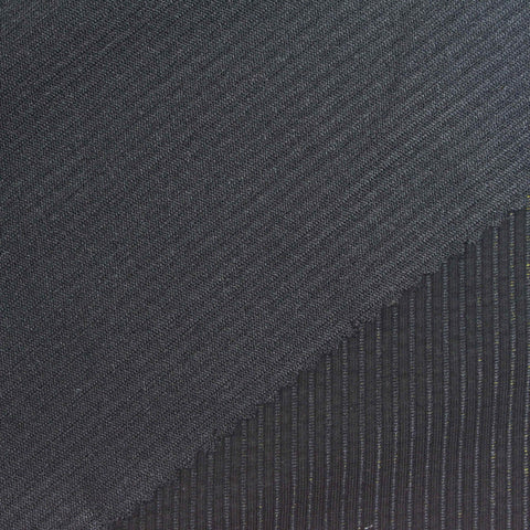 Dark Grey Vertical-Stripe Rib Knit, Viscose-Poly, 300 gsm