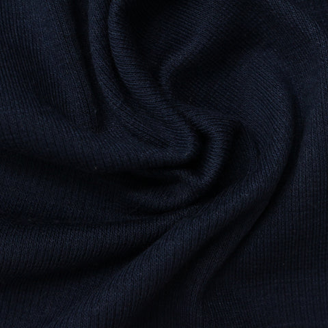 Navy Ribbed Rib Knit, Poly-Cotton