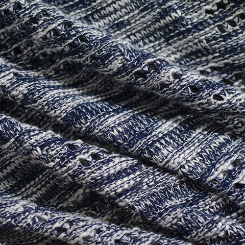 Navy Openwork Chunky Knit, Poly-Viscose