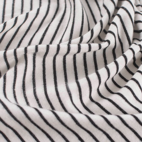 Black Horizontal-Stripe Jersey Knit, Viscose, 187 gsm, ref EF-201652
