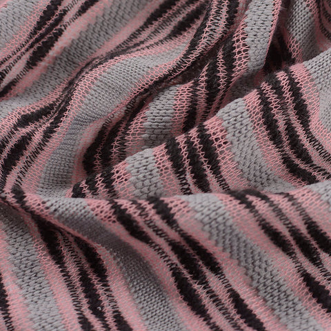 Pink Wavy-Stripe Chunky Knit, Polyester