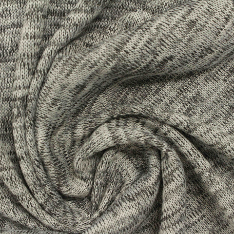 Black Marl Jersey Knit, Viscose-Poly, 210 gsm