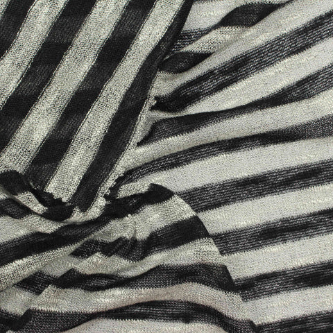Black Horizontal-Stripe Chunky Knit, Poly-Viscose, 102 gsm