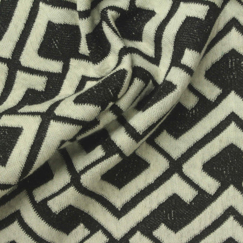 Off-White Geometric Jacquard, Poly-Viscose