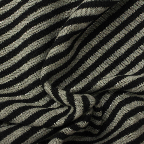 Grey Horizontal-Stripe Chunky Knit, Polyester, 470 gsm