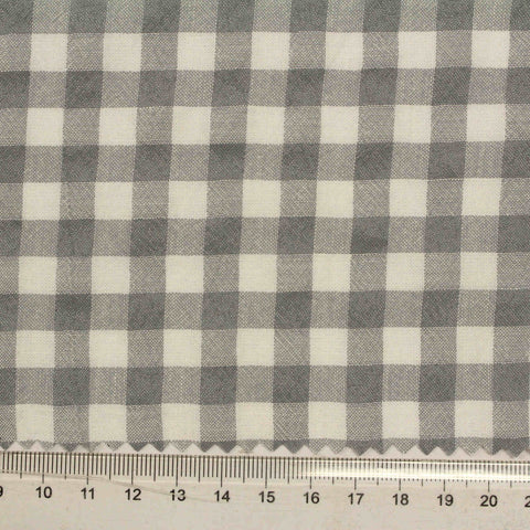 Grey Check Seersucker, Cotton-Poly