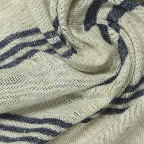 Dark Grey Horizontal-Stripe Chunky Knit, Poly-Linen
