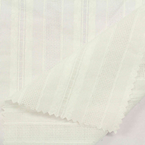 Off-White Vertical-Stripe Jacquard, Cotton-Viscose