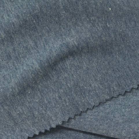 Blue-Grey Marl Rib Knit, Poly-Cotton