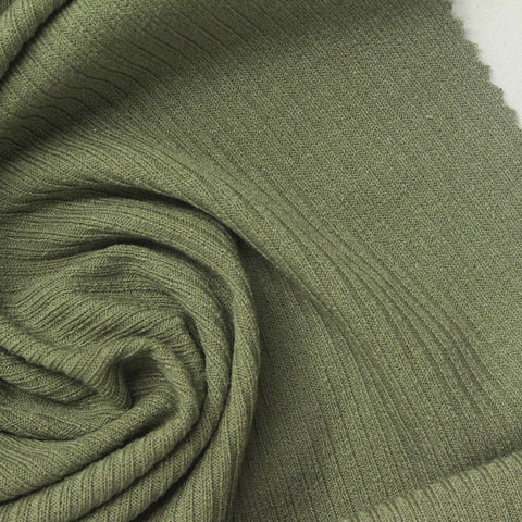 Olive Rib Knit, Poly-Viscose