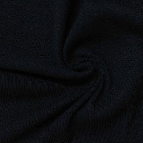 Polyester Cotton Rib Knit Fabric, 240 gsm, 165 cm — Black