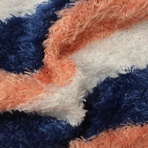 Peach Horizontal-Stripe Rib Knit, Polyester, 383 gsm