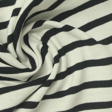 Cream Stripes Jersey Knit, Cotton, 224 gsm