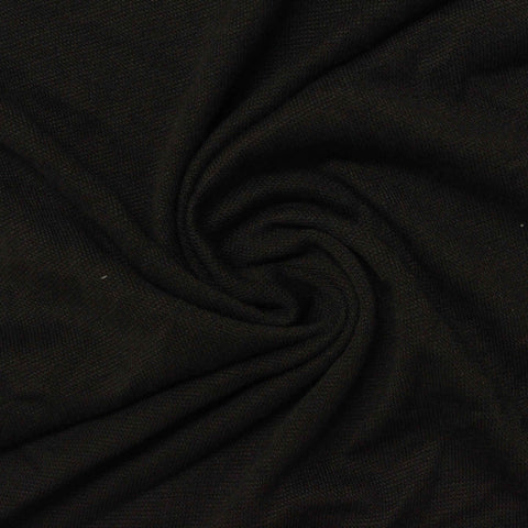 Polyester Stretch Rib Knit Fabric, 249 gsm, 165 cm — Black